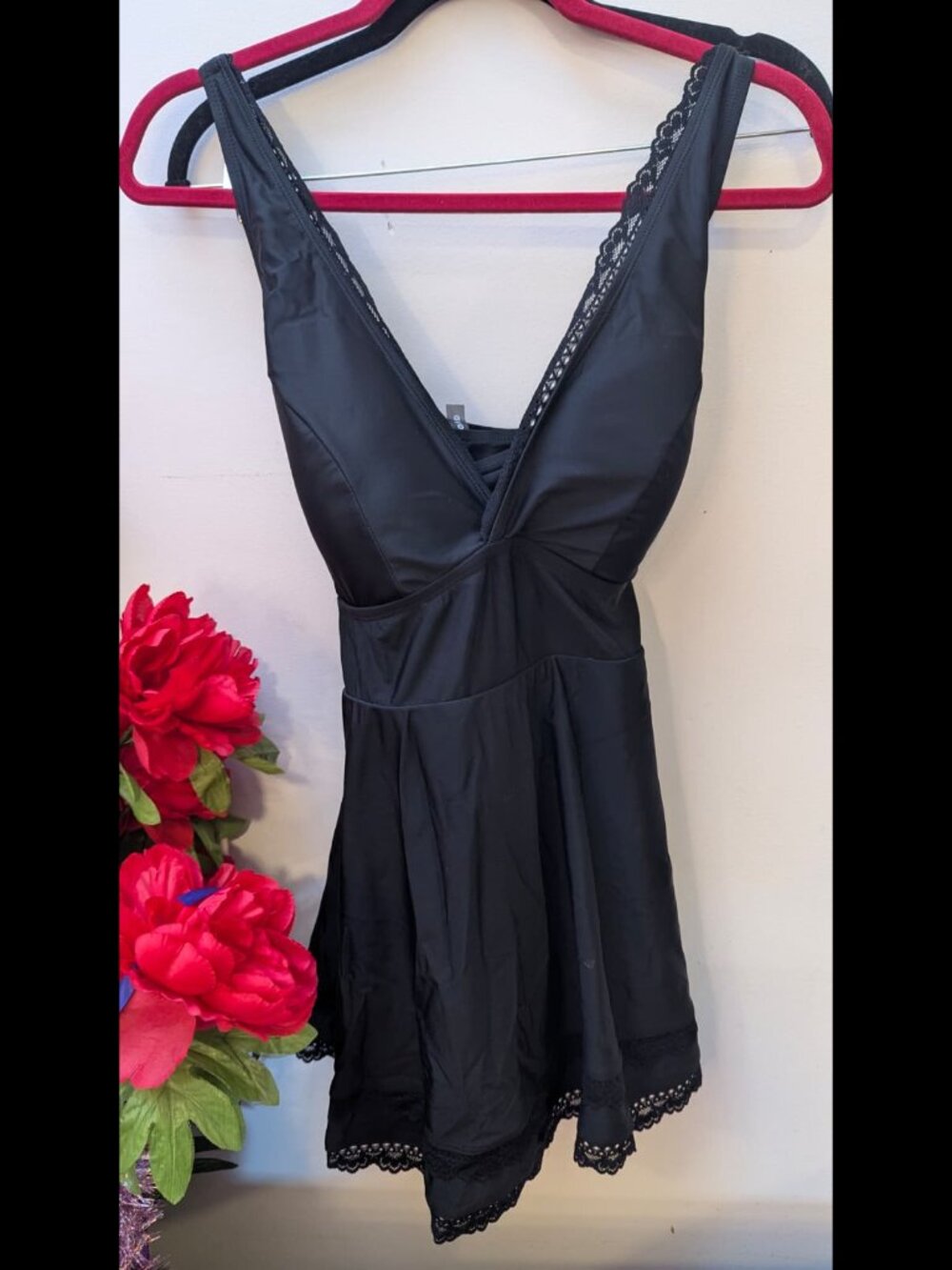 Torrid Black swimsuit with lacy edging - sz 1